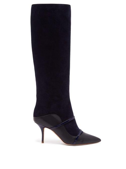 Matchesfashion.com Malone Souliers By Roy Luwolt - Madison Knee High Suede Boots - Womens - Navy