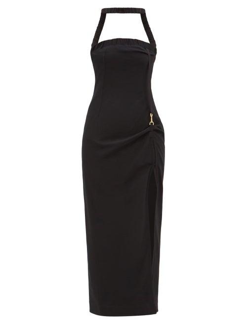 Jacquemus - Ventoux Reverse-halterneck Ruched Dress - Womens - Black