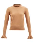 See By Chlo - Ruffled High-neck Sweater - Womens - Tan