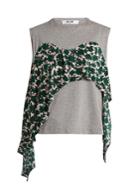 Msgm Contrast Silk-panel Cotton-jersey Top