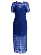 Matchesfashion.com Diane Von Furstenberg - Leaf And Floral Macram Lace Pencil Dress - Womens - Blue