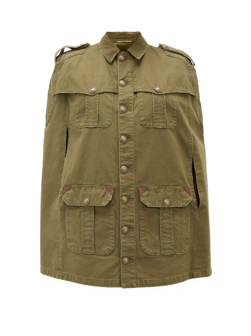 Matchesfashion.com Saint Laurent - Cotton-blend Gabardine Cape - Womens - Khaki