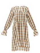 Matchesfashion.com Belize - Medina Tiered Gingham Cotton-blend Dress - Womens - Orange Multi