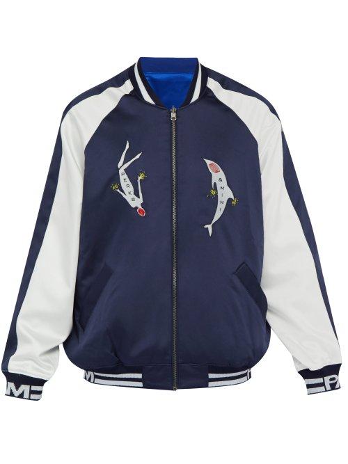 Matchesfashion.com P.a.m. - Beyond The Abyss Embroidered Satin Track Jacket - Mens - Navy White