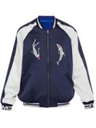Matchesfashion.com P.a.m. - Beyond The Abyss Embroidered Satin Track Jacket - Mens - Navy White
