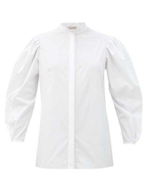 Matchesfashion.com Alexander Mcqueen - Puff-sleeved Cotton Blouse - Womens - White