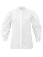 Matchesfashion.com Alexander Mcqueen - Puff-sleeved Cotton Blouse - Womens - White