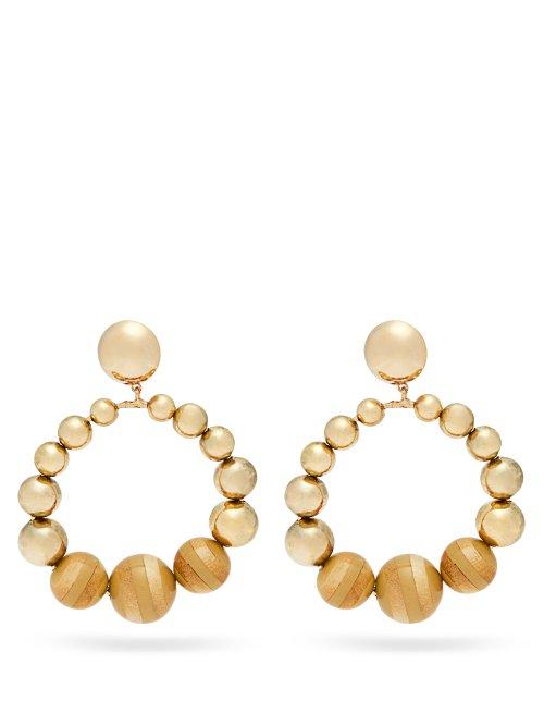 Matchesfashion.com Rosantica By Michela Panero - Cicala Metal And Wood Hoop Drop Earrings - Womens - Gold