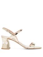 Matchesfashion.com Miu Miu - Crystal Embellished Block Heel Sandals - Womens - Gold