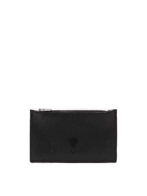 Matchesfashion.com Ami - Zipped Leather Cardholder - Mens - Black