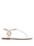 Matchesfashion.com Aquazzura - Almost Bare Crocodile Embossed Leather Sandals - Womens - White