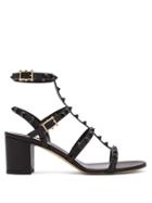 Matchesfashion.com Valentino - Rockstud Block Heel Leather Sandals - Womens - Black