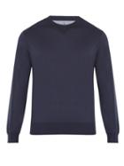 Matchesfashion.com Brunello Cucinelli - Crew Neck Silk And Cotton Blend Top - Mens - Navy
