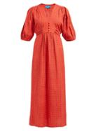 Matchesfashion.com M.i.h Jeans - Avery Tulip Printed Cotton Blend Midi Dress - Womens - Red
