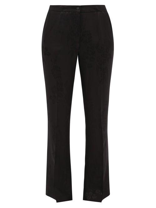 Matchesfashion.com Etro - Devon Floral Jacquard Flared Trousers - Womens - Black