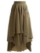 Matchesfashion.com Brunello Cucinelli - Layered Cotton Blend Midi Skirt - Womens - Tan