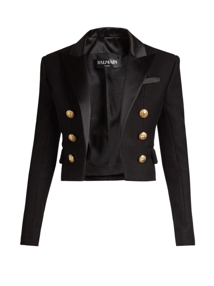 Balmain Satin-lapel Cropped Blazer