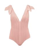 Matchesfashion.com Adriana Degreas X Cult Gaia - Pleated V Neck Jersey Swimsuit - Womens - Pink