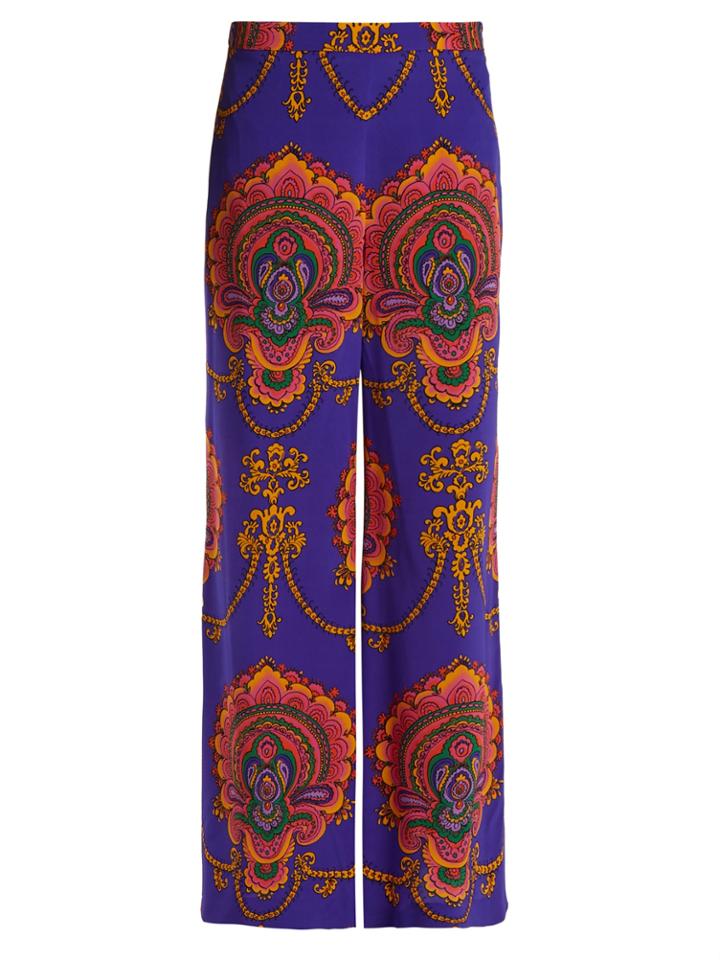 Gucci Treasure-print Wide-leg Silk Trousers