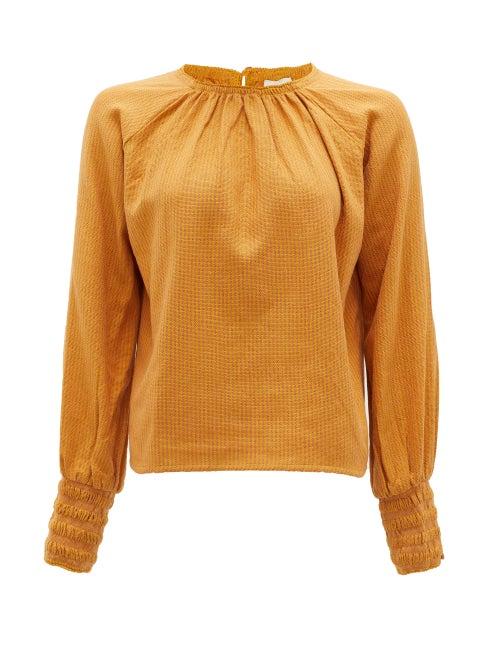 Matchesfashion.com Escvdo - Mendivil Balloon-sleeve Woven-cotton Blouse - Womens - Dark Yellow