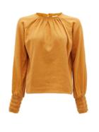 Matchesfashion.com Escvdo - Mendivil Balloon-sleeve Woven-cotton Blouse - Womens - Dark Yellow