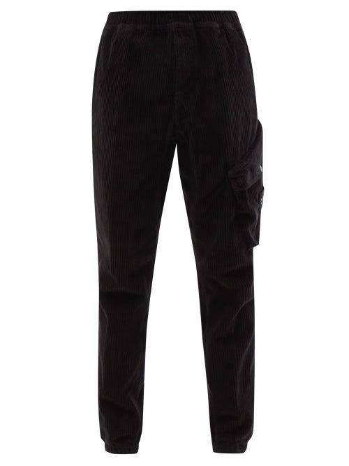 Stone Island - Logo-pocket Cotton Corduroy Cargo Trousers - Mens - Black