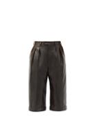 Matchesfashion.com Saint Laurent - High-rise Leather Bermuda Shorts - Womens - Brown