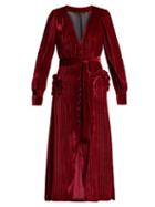 Matchesfashion.com Blaz Milano - Toile Ballroom Zigzag Silk Blend Velvet Dress - Womens - Red