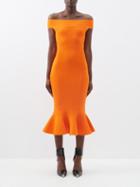 Alexander Mcqueen - Off-the-shoulder Stretch-jersey Dress - Womens - Orange