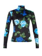 Matchesfashion.com Richard Quinn - High-neck Floral-print Velvet Top - Womens - Blue Print