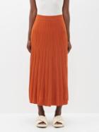 Joseph - Ribbed-knit Merino Midi Skirt - Womens - Orange