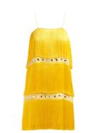 Matchesfashion.com Sara Battaglia - Fringed Crystal Embellished Dress - Womens - Yellow