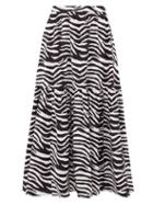 Matchesfashion.com Staud - Orchid Zebra-print Cotton-blend Midi Skirt - Womens - Black White