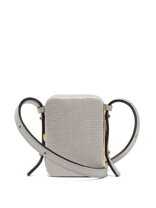 Matchesfashion.com Lutz Morris - Norman Mini Lizard-effect Leather Cross-body Bag - Womens - Grey