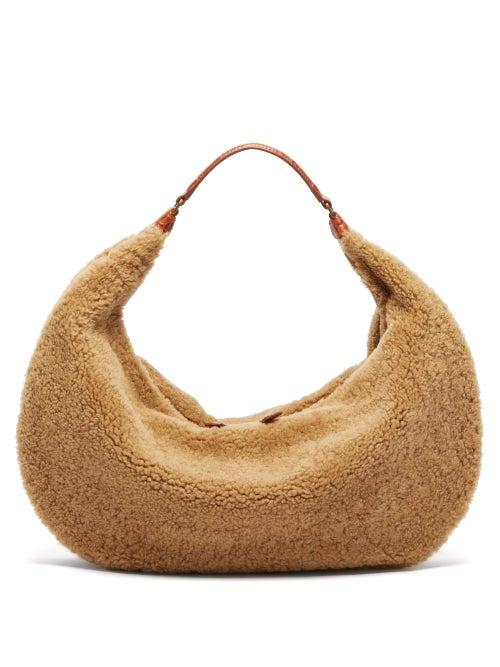 Staud - Sasha Shearling-fleece Shoulder Bag - Womens - Beige Multi