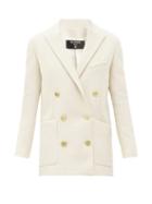 Matchesfashion.com Balmain - Double-breasted Brushed Wool-blend Jacket - Womens - Beige