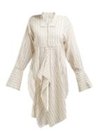 Matchesfashion.com Jw Anderson - Handkerchief Hem Striped Satin Shirt - Womens - Cream Multi