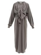 Matchesfashion.com Lemaire - Layered Wool-blend Cardigan Dress - Womens - Dark Grey