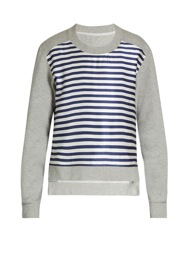 Burberry Striped-satin And Jersey Sweatshirt