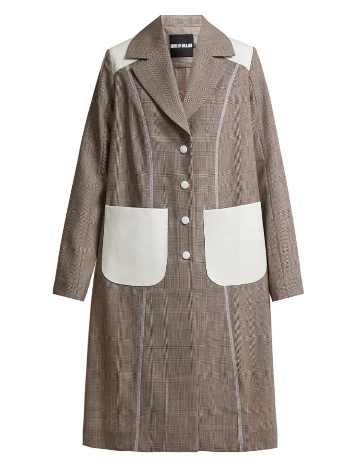 House Of Holland Prince-of-wales Check Power-embroidered Coat