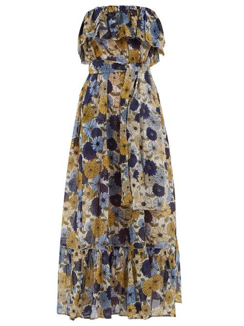Matchesfashion.com Lisa Marie Fernandez - Sabine Floral Print Cotton Dress - Womens - Cream Multi