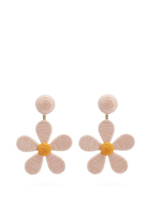 Matchesfashion.com Rebecca De Ravenel - Daisy Cord Clip On Earrings - Womens - Pink