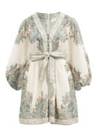Matchesfashion.com Zimmermann - Brighton Paisley-print Linen Mini Dress - Womens - White Print