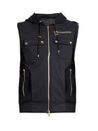 Balmain Panelled Wool-blend Twill Hooded Gilet