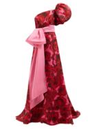 Carolina Herrera - One-shoulder Rose Garden-print Silk Gown - Womens - Red Multi