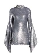 Matchesfashion.com Ashish - Gaia Drape Sleeve Sequinned Mini Dress - Womens - Silver