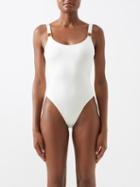 Fendi - Ff-jacquard Swimsuit - Womens - White