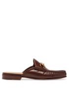 Matchesfashion.com Gucci - Roos Leather Backless Loafers - Mens - Brown