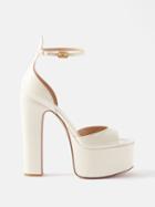 Valentino Garavani - Tan-go 155 Patent-leather Platform Sandals - Womens - White
