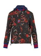 Gucci Space Snake-print Detachable-hood Jacket